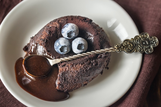 Chocolate fondant close up