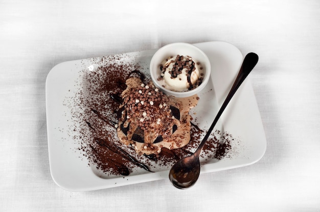 Chocolate fondant with vanilla ice cream