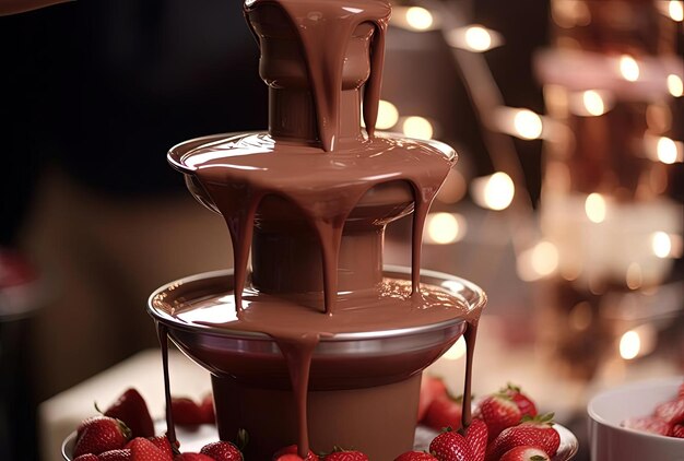 Chocolate fountain closeup