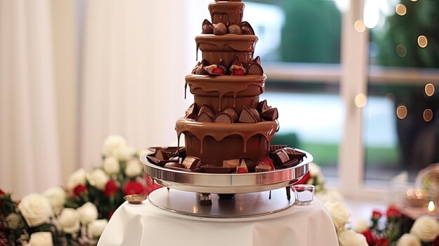 Chocolate fountains at weddings the sweet beginning of family life High quality illustration