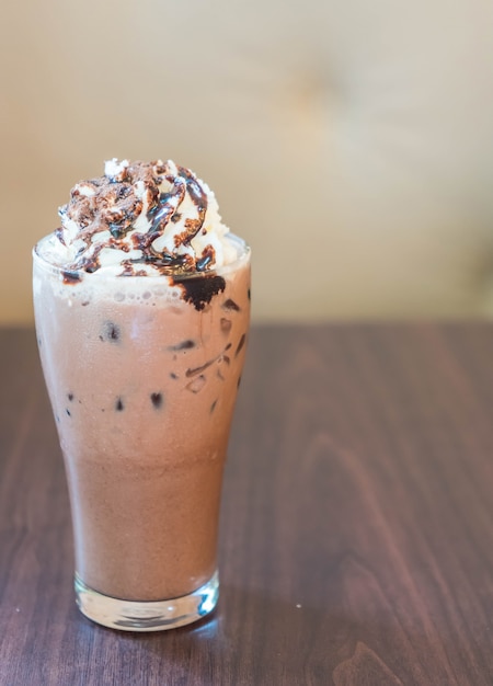 chocolate frappe with cream topping