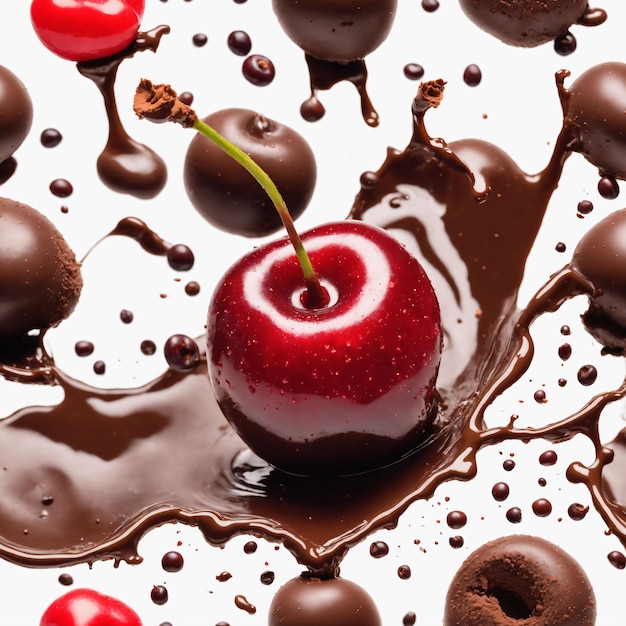 Chocolate and fresh cherry splash