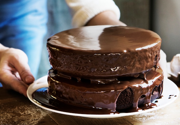 Idea di ricetta di fotografia di torta al cioccolato fondente