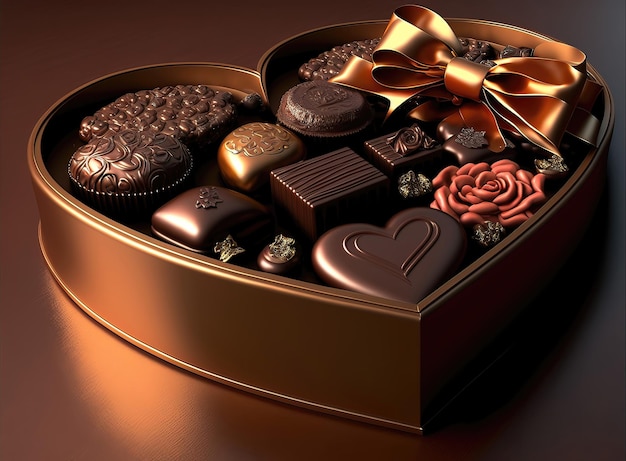 발렌타인 데이 초콜릿 선물 하트 모양의 초콜릿 상자