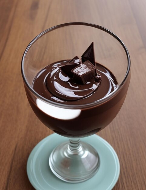 Photo chocolate in a glass cup