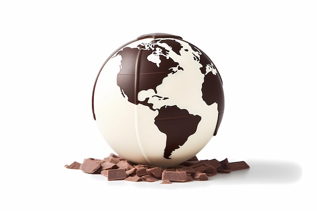 A chocolate globe with the word chocolate on it World Chocolate Day