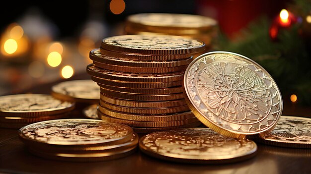 Photo chocolate gold money coins