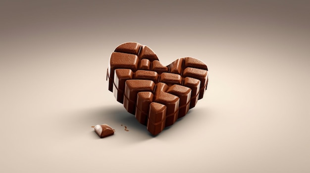 Chocolate heart on a white backgroundgenerative ai