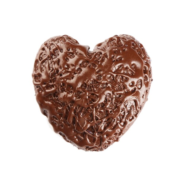 Cuore di cioccolato, su bianco