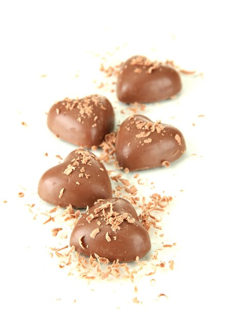 白で隔離チョコレートの心
