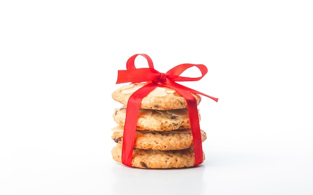 Chocolate homemade pastry cookies isolated on white background