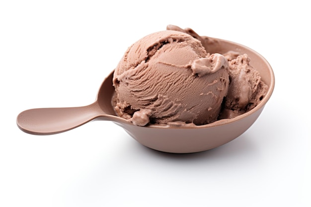 Photo chocolate ice cream close up isolated on white background