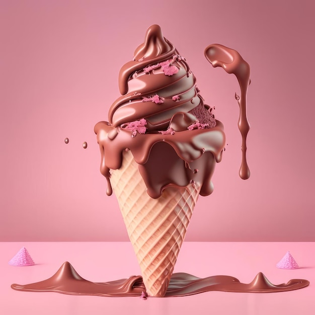 Chocolate Ice cream cone AI generated