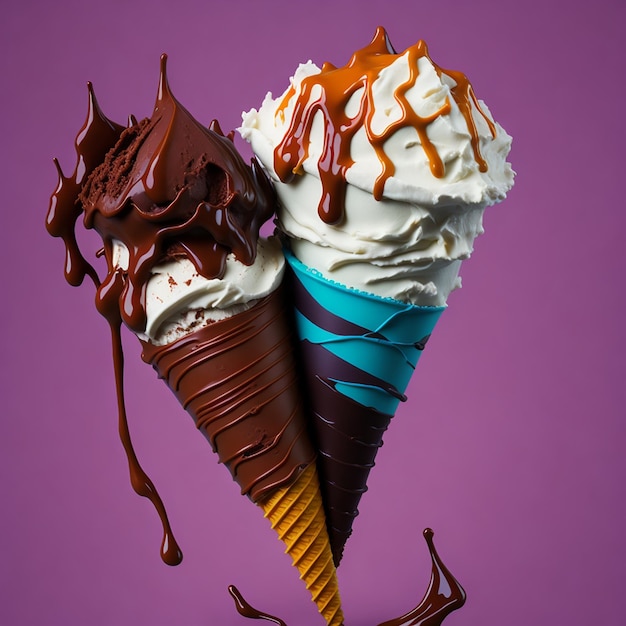 Chocolate ice cream cone dessert