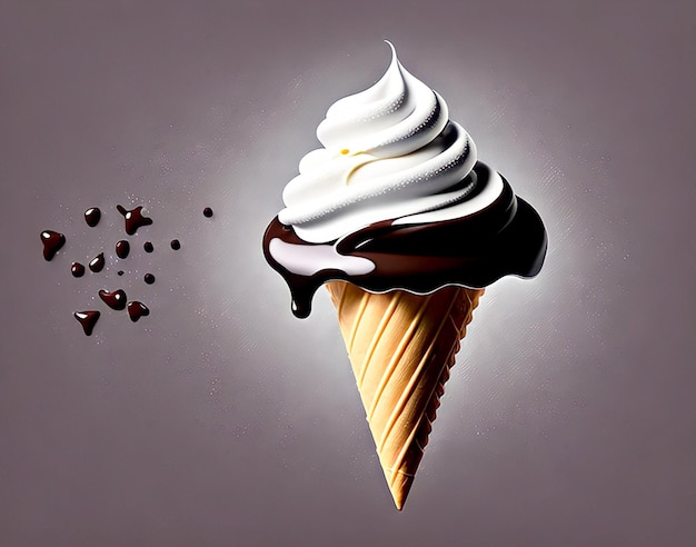 Шоколадный рожок для мороженого с шоколадной глазурью и маленьким сердечком на дне.