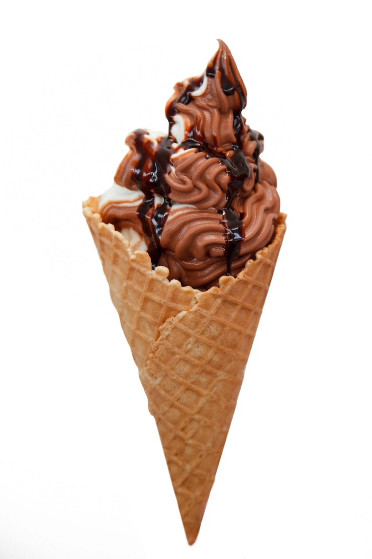 Photo chocolate ice cream isolated