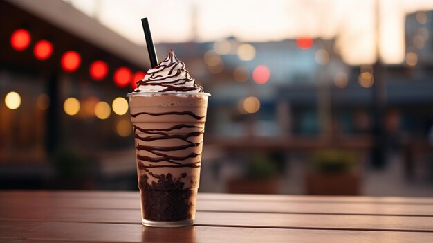 Фото Шоколадное мороженое на столе