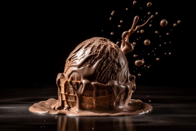 Chocolate ice cream splash Generate Ai