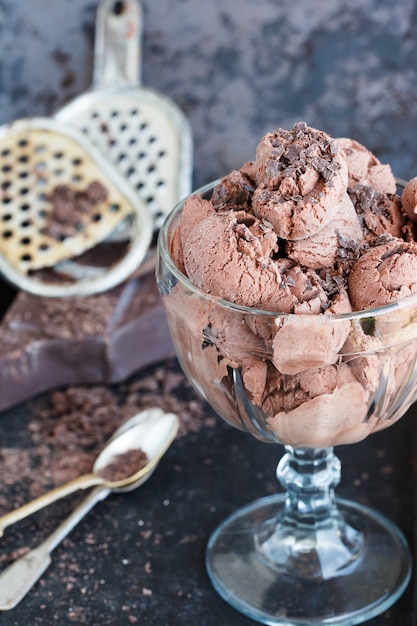 Chocolate ice-cream. Summer sweet Dessert.