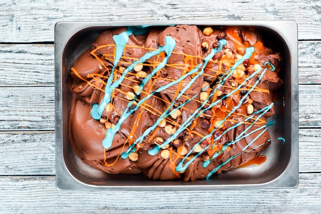 Chocolate ice cream Top view