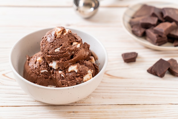 chocolate ice-cream with marshmallows