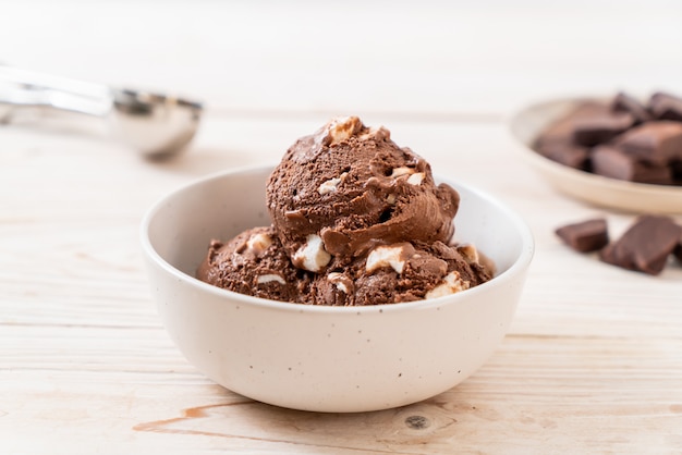 chocolate ice-cream with marshmallows