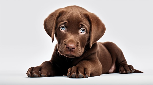 Шоколадный щенок лабрадора изолирован на прозрачном фоне