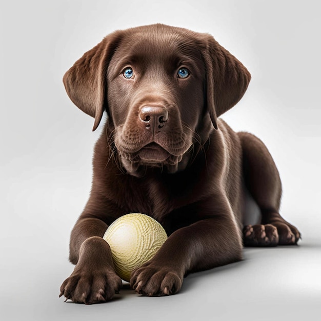 チョコレートのラブラドールの子犬