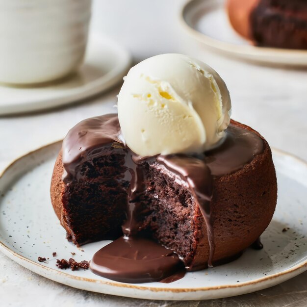 Chocolate Lava Cakes Decadent individual chocolate cakes with molten centers served with a scoop