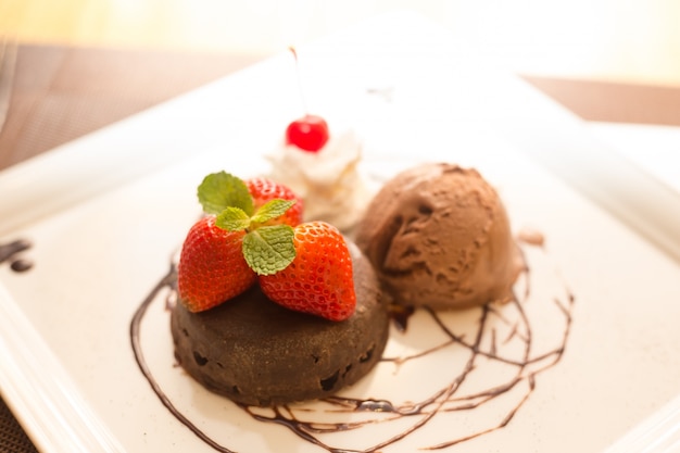 chocolate lava with ice cream