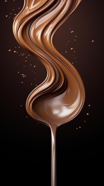 A chocolate liquid flowing into a glass ai