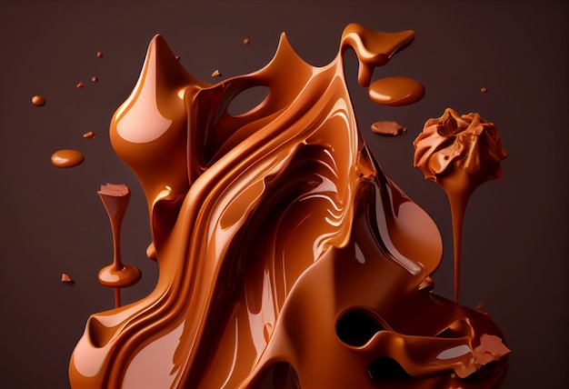 Chocolate liquid texture backgroung Generative AI