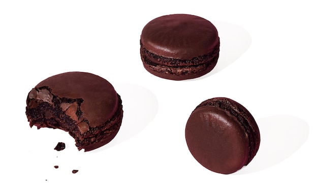 Chocolate macarons on a invisible background png photo