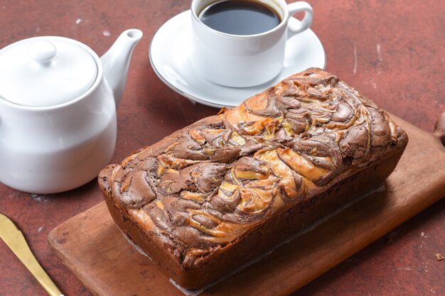 Chocolate marble cheese brownie cake