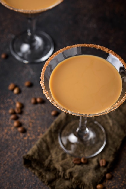 Chocolate martini cocktail or Irish cream liquor 