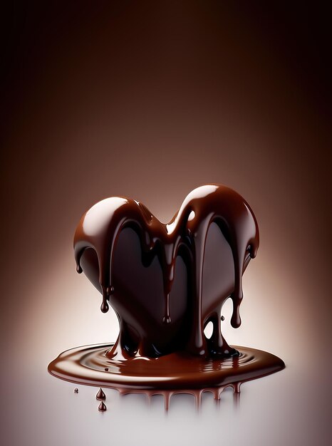 Шоколад тает в форме сердца Генеративный ИИ
