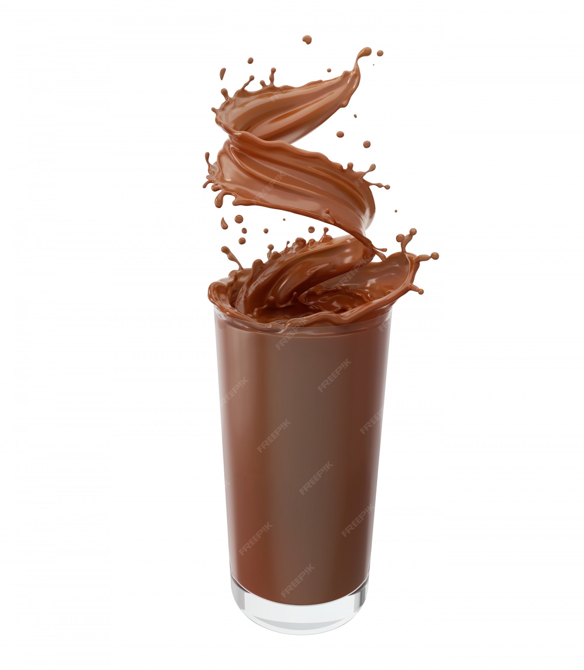 Premium Photo Chocolate milk drink splash and twist into glass