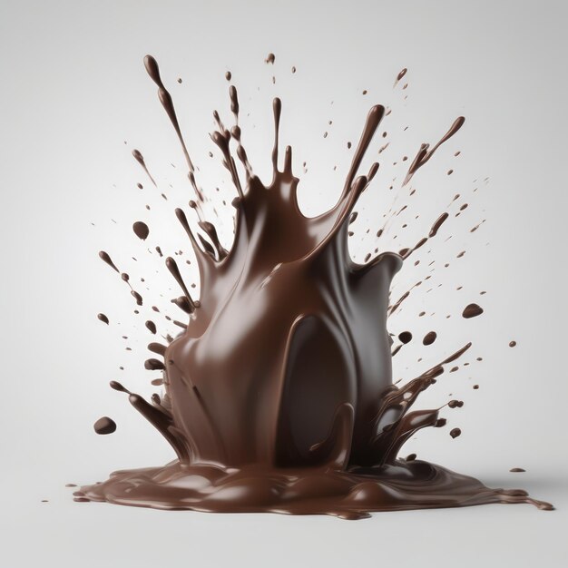 Foto spruzzata di latte al cioccolato 3d realistica