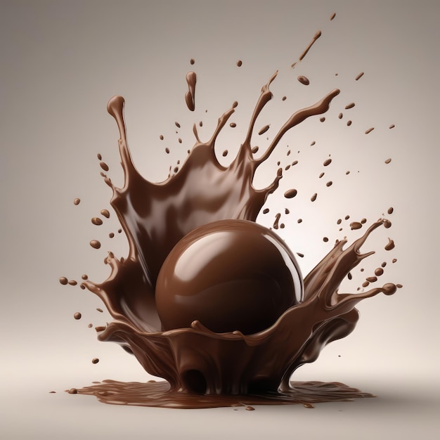 Foto spruzzata di latte al cioccolato 3d realistica