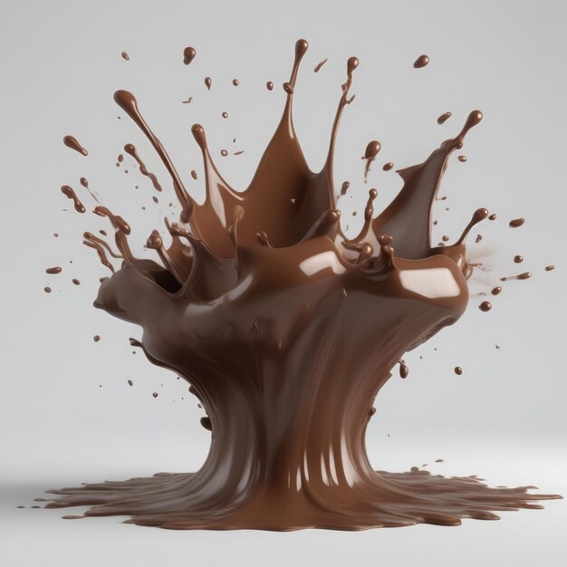 Foto spruzzata di latte al cioccolato 3d realistica