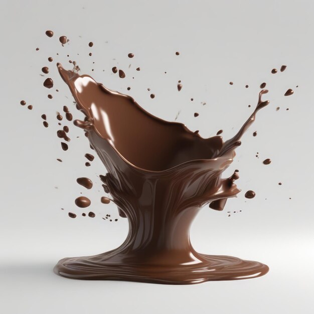 Foto spruzzata di latte al cioccolato 3d realistica