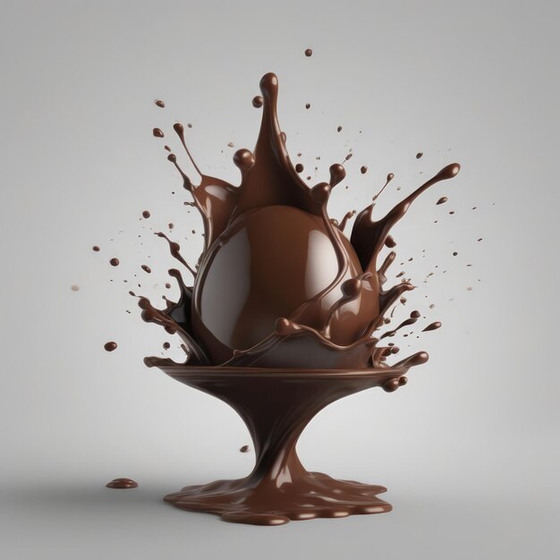 Foto spruzzata di latte al cioccolato 3d realistica