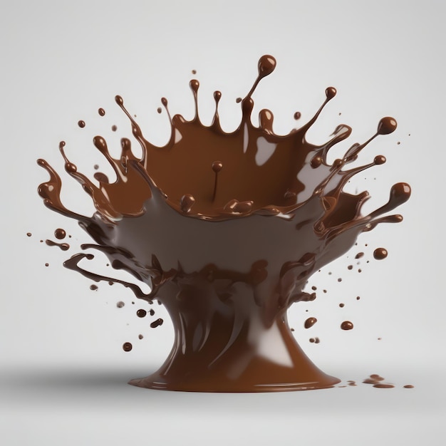 Foto spruzzata di latte al cioccolato 3d realistica