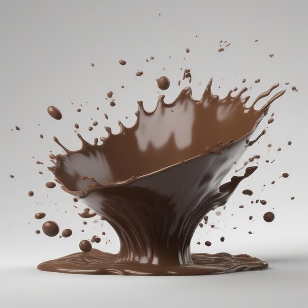 Foto spruzzata di latte al cioccolato 3d realistica