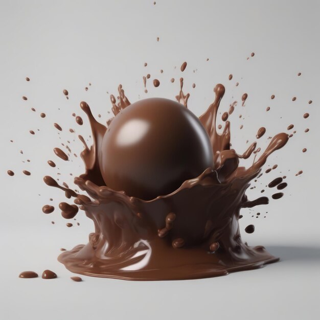 Foto spruzzata di latte al cioccolato 3d realistica