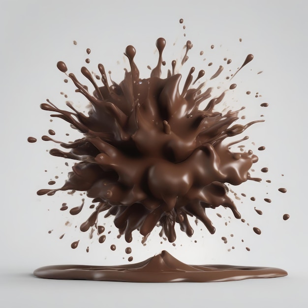 Foto spruzzata di latte al cioccolato 3d realistica