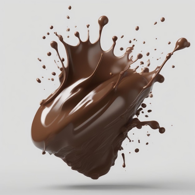 Foto spruzzata di latte al cioccolato 3d realistica