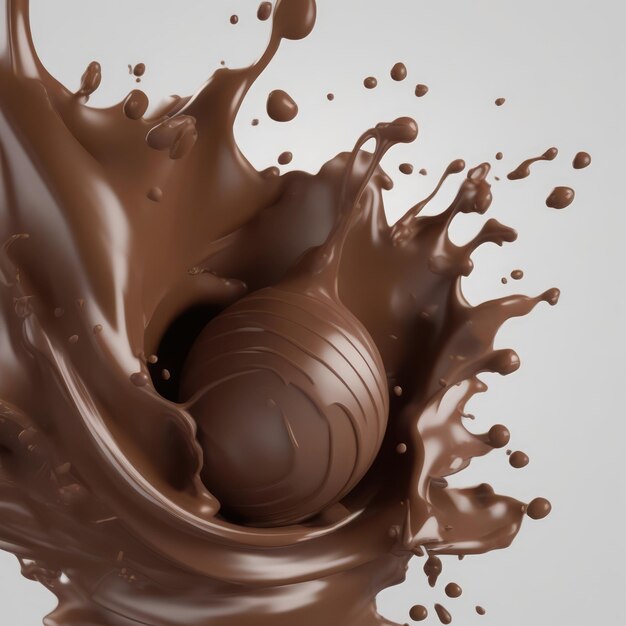 Foto spruzzata di latte al cioccolato 3d realistica