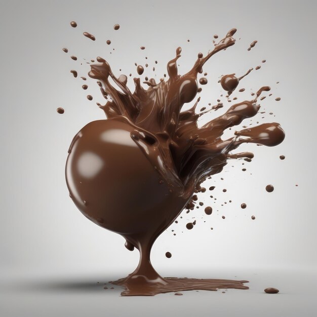 Foto spruzzata di latte al cioccolato 3d realistica