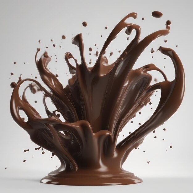 Foto spruzzata di latte al cioccolato 3d realistica